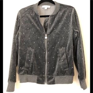 Michael Kors Jacket in color gray size medium with rhinestones